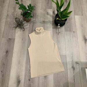 Sleeveless Ribbed Turtleneck Top